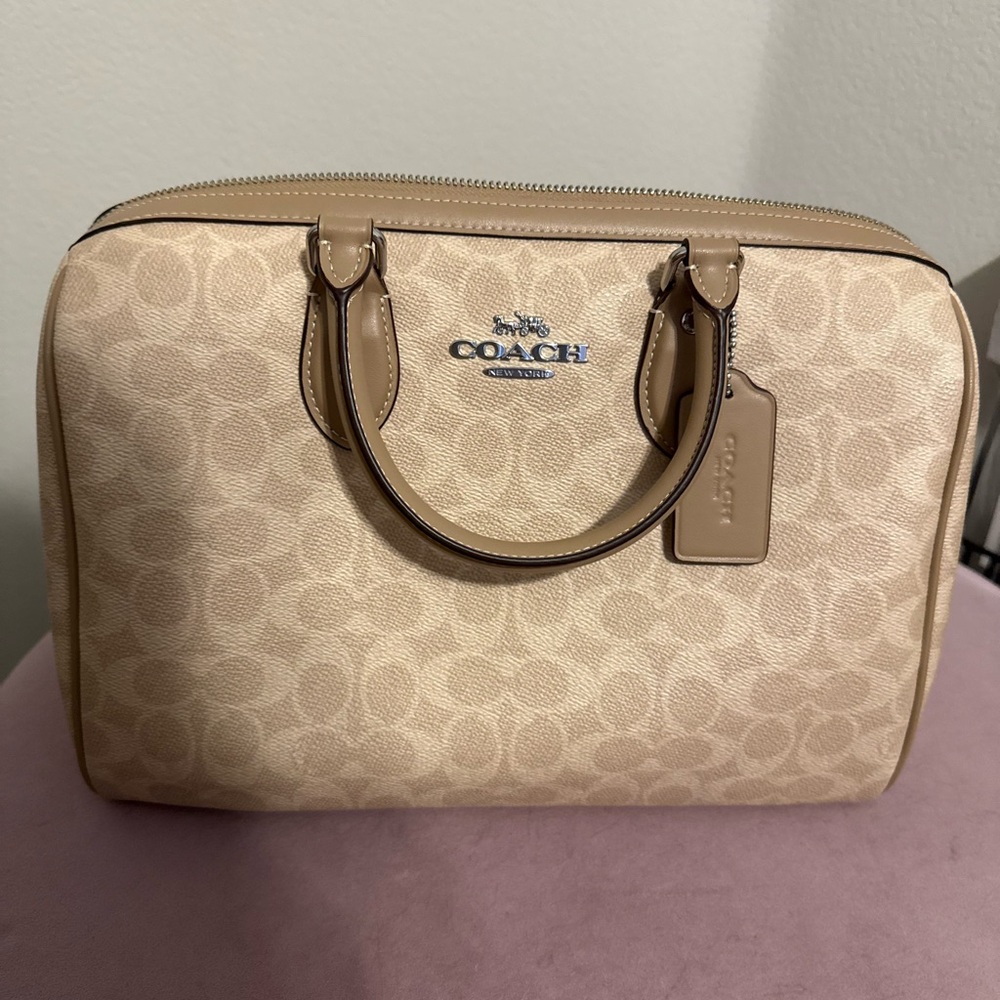 Coach Large Rowan Tan Signature Handbag